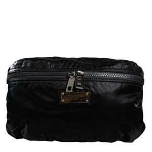 Black Nylon Fabric Belt Waist Fanny Pack Bag