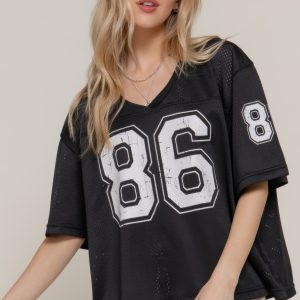 Silk Screen Print Mesh Oversize Basball T-shirt