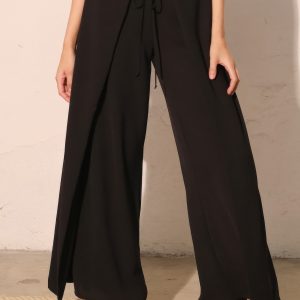 Matte Crepe Overlap Pants