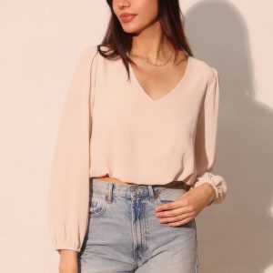 Textured Solid Long Sleeve Crop Top