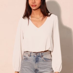 Textured Solid Long Sleeve Crop Top