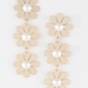 Triple Daisy Drop Earrings