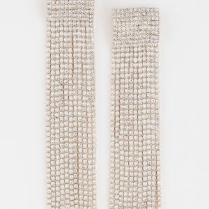 Wide Rhinestone Curtain Drop Earrings