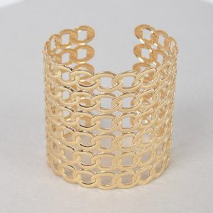 Wide Chain Metal Cuff Bracelet