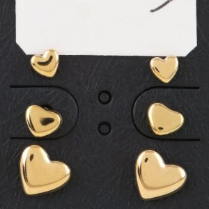 Triple Hearts Stud Earrings Set