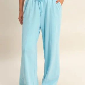 Acid Wash French Terry Wide-leg Pants
