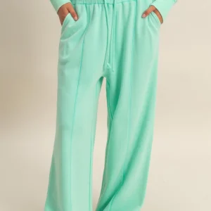 Acid Wash French Terry Wide-leg Pants