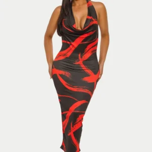 Fierce Stroke Halter Midi Dress