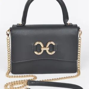 Faux Leather Top Handle Bag