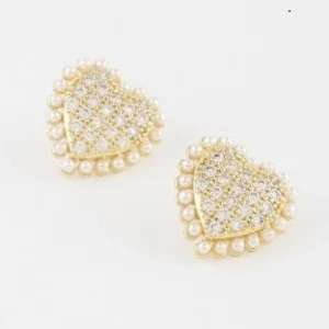 Beaded Heart Stud Earrings