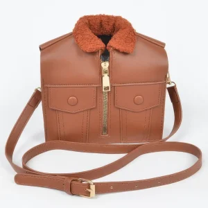 Faux Leather Fur Jacket Crossbody Bag